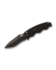 SOG TAC Automatic Knife with Black Anodized Aluminum Handle and Black Coated AUS-8 Stainless Steel 3.50" Drop Point Plain Edge Blade Model ST-06