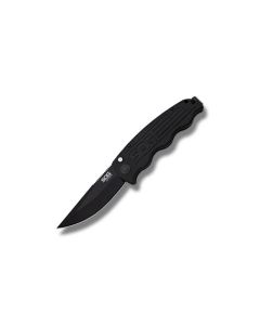 SOG Knives Tac Ops Auto Knife with Black Linen Micarta Handle and Black Coated S35VN Stainless Steel 3.50" Clip Point Plain Edge Blade Model TO1011-BX