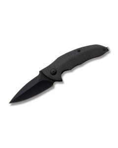 Brous Blades Blackout Caliber CF with Carbon Fiber Handles and Black Coated D2 Tool Steel  3'' Spear Point Plain Blade
