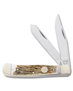 Buck Creek Trapper 4.25" with Deer Stag Handle and German Stainless Steel Plain Edge Blades Model BC-254DS