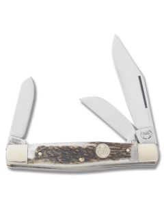 Buck Creek Big Diamondback Stockman 4.25" with Deer Stag Handle and Stainless Steel Blades Model BC-659DS