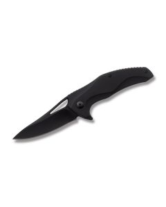 Brous Blades Blackout Exo with 6AI4V Titanium Handles and Black Coated D2 Tool Steel 3-1/2'' Drop Point Plain Blade Model EXO BLACKOUT