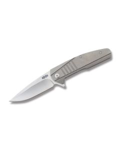 Brous Blades Insight with Gray Titanium Handles and Stonewash Coated D2 Tool Steel 3'' Drop Point Plain Blade