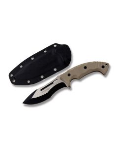 Boker Magnum Joint Adventure Fixed Blade with Tan G-10 Handle and 440A Stainless Steel 4.938" Drop Point Plain Edge Blade with Black Kydex Sheath Model 02SC102