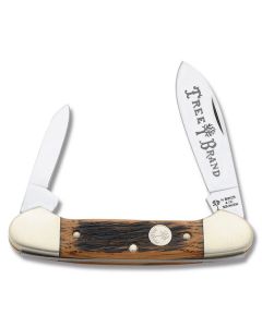 Boker Beer Barrel Canoe 3.625" with Beer Barrel Wood Handle and Satin Coated Carbon Steel Blades Model BK110200BBL