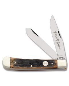 Boker Beer Barrel Trapper 4.125" with German Beer Barrel Wood Handle and Carbon Steel Plain Edge Blades Model 112525BBL