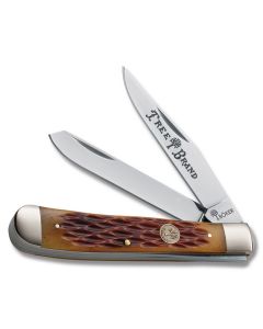 Boker Hybrid Trapper 4.25" with Brown Jigged Bone Handle and Stainless Steel Plain Edge Blades Model 110732