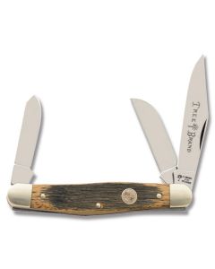 Boker Beer Barrel Stockman 4" with German Beer Barrel Wood Handle and Carbon Steel Plain Edge Blades Model 117474BBL