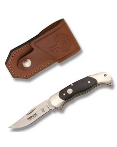 Boker Folding Hunter 4.25"  with Buffalo Horn Handle and 440C Stainless Steel  Plain Edge Blade Model 112007