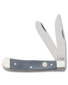 Boker Trapper 4.125" with Grey Smooth Bone Handle and Carbon Steel Plain Edge Blades Model 112525SGB