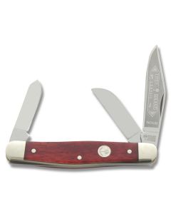 Boker Tree Brand Premium Stockman 4"  with Smooth Red Bone Handle and Solingen Steel Plain Edge Blades Model 117474SS 