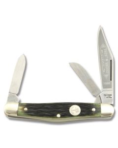 Boker Medium Stockman 3.375" with Green Pickbone Handle  and Solingen Steel Plain Edge Blades Model 117588