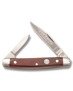 Boker Tree Brand Pen Knife 2.75" with Smooth Red Bone Handle and Stainless Steel Blades Model 118288SS 