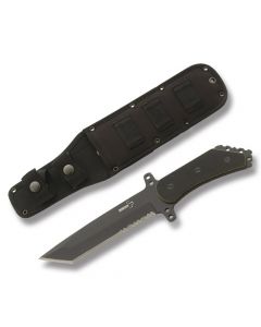 Boker Plus Armed Forces Tanto Fixed Blade with Black G-10 Handle and 440C Stainless Steel 7" Tanto Partially Serrated Blade and Cordura Sheath Model 02BO216