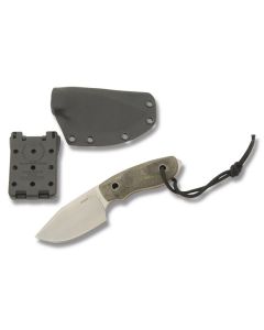 Boker Plus Elegance Bob Fixed Blade with Olive Drab Micarta Handle and AUS-8 Stainless Steel 3.75" Drop Point Plain Edge Blade and Kydex Sheath Model 02BO273