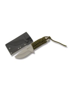 Boker Plus Bushcraft XL with Paracord Wrapped Handle and Bead Blasted 440C Stainless Steel 4" Clip Point Plain Edge Blade and Kydex Belt Sheath Model 02BO380