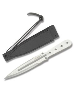 Boker Zeil Mini Thrower with Stainless Steel Handle and 440 Stainless Steel 4.50" Spear Plain Edge Blade and Leather Belt Sheath Model 02MB165