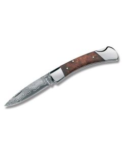 Magnum Lord Lockback 4.875" with Burl Wood Handles and Damascus Steel Plain Edge Blades Model 01MB790DAM