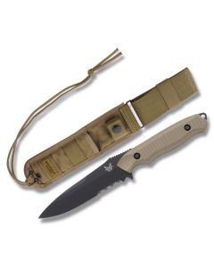 Benchmade Knives 140SBKSN Nimravus with Tan 6061-T6 Aluminum Handles and Black Coated 154CM Stailess Steel 4.5" Drop Point Partly Serrated Edge Blade Model 