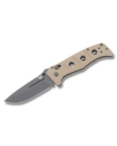 Benchmade Knives 275BKSN Adamas with Tan G-10 Handles and Black Coated D2 Tool Steel 3.812 Drop Point Plain Edge Blade Model 275BKSN