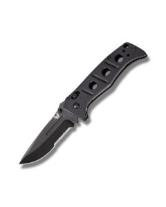 Benchmade Knives 275SBK Adamas with Black G-10 Handles and Black Coated D2 Tool Steel 3.812" Drop Point Partly Serrated Edge Blade Model 275SBK