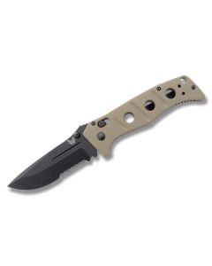 Benchmade Knives 275SBKSN Adamas with Tan G-10 Handles and Black Coated D2 Tool Steel 3.812" Drop Point Partly Serrated Edge Blade Model 275SBKSN