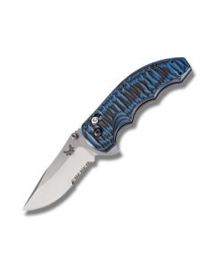 Benchmade Knives 300S-1 AXIS Flipper with Blue and Black G-10 Handles and Satin Coated 154CM Stainless Steel 3.188" Drop Point Partly Serrated Edge Blade Model 300S-1