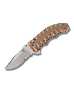 Benchmade Knives 300SSN AXIS Flipper with Tan G-10 Handles and Satin Coated 154CM Stainless Steel 3.125" Drop Point Partly Serrated Edge Blade Model 300SSN