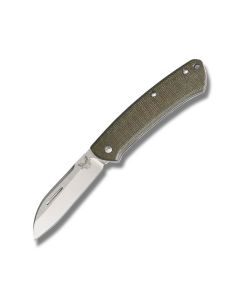 Benchmade 319 Folder 3.8" with Green Micarta Handle and Satin Coated CPM-S30V Stainless Steel Sheepsfoot Plain Edge Blade Model 319