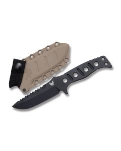 Benchmade Knives 375BKSN Fixed Blade Adamas with Black Coated D2 Tool Steel 4.25" Drop Point Plain Edge Blade and Sand Sheath Drop Point Plain Edge Blade Model 375BKSN