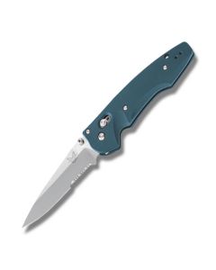 Benchmade Knives 477-1S Emissary with Aqua Aluminum Handles and Satin Coated CPM-S30V Stainless Steel 3.439" Drop Point Partly Serrated Edge Blade Model 447S-1