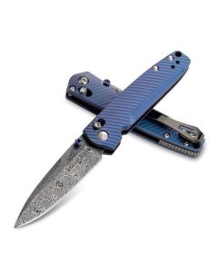 Benchmade Knives Gold Class 485-171 Valet with Blue-Violet Titanium Handle and Damascus Steel 2.938" Drop Point Plain Edge Blade Model 485-171