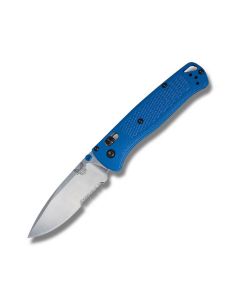 Benchmade 535S Bugout with Blue Grivory Handles and 3.24" CPMS30V Steel Drop Point Combo Edge Blade Model 535S