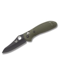 Benchmade Knives 550BKHGOD Griptilian with OD Green Noryl GTX Handles and Black Coated 154CM Stainless Steel 3.5" Sheepfoot Plain Edge Blade Model 550BKHGOD