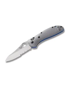 Benchmade Knives 550S-1 Griptilian with Gray G-10 Handles and Satin Coated CPM-20CV Stainless Steel 3.439" Sheepfoot Partly Serrated Edge Blade Model 550S-1