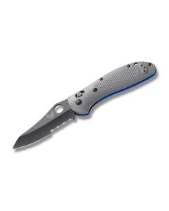 Benchmade Knives 550SBK-1 Griptilian with Gray G-10 Handles and Black Coated CPM-20CV Stainless Steel 3.439" Sheepfoot Partly Serrated Edge Blade Model 550SBK-1