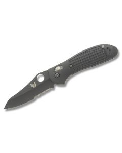 Benchmade Knives 550SBKHG Griptilian with Black Noryl GTX Handles and Black Coated 154CM Stainless Steel 3.5" Sheepsfoot Partly Serrated Edge Blade Model 550SBKHG