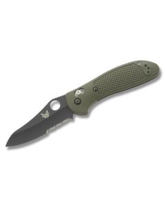 Benchmade Knives 55SBKHGOD Griptillian with OD Green Noryl GTX Handles and Black Coated 154CM Stainless Steel 3.5" Sheepsfoot Partially Serrated Edge Blade Model 550SBKHGOD