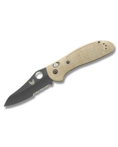 Benchmade Knives 550SBKHGSN Griptillian with Tan Noryl GTX Handles and Black Coated 154CM Stainless Steel 3.5" Sheepsfoot Partially Serrated Edge Blade Model 550SBKHGSN