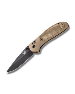 Benchmade Knives 551BKSN Griptilian with Tan Noryl GTX Handles and Black Coated 154CM Stainless Steel 3.439" Drop Point Plain Edge Blade Model 551BKSN