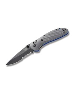 Benchmade Knives 551SBK-1 Griptilian with Gray G-10 Handles and Black Coated CPM-20CV Stainless Steel Drop Point Partly Serrated Blade Model 551SBK1