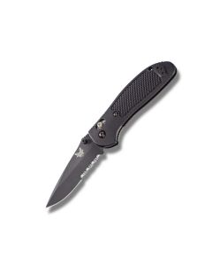 Benchmade Knives 551SBK Griptilian with Black Noryl GTX Handles and Black Coated 154CM Stainless Steel 3.439" Drop Point Partly Serrated Edge Blade Model 551SBK