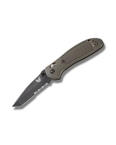 Benchmade Knives 553SBKOD Griptilian with OD Green Noryl GTX Handles and Black Coated 154CM Stainless Steel 3.439" Tanto Partly Serrated Edge Blade Model 553SBKOD