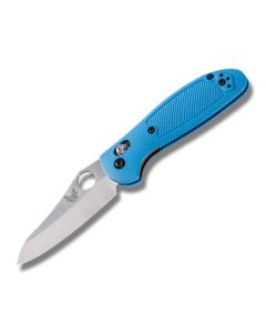 Benchmade Knives 555HGBLU Griptilian with Blue Noryl GTX Handles and Satin Coated 154CM Stainless Steel 2.875" Sheepfoot Plain Edge Blade Model 555HG-BLU