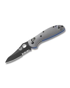 Benchmade Knives 555SBK-1 Mini Griptilian with Gray G-10 Handles and Black Coated CPM-20CV Stainless Steel 2938" Sheepfoot Partly Serrated Edge Blade Model 555SBK1