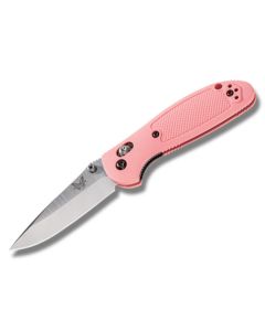 Benchmade Knives 556PNK Griptilian with Pink Noryl GTX Handles and Satin Coated 154CM Stainless Steel 2.938" Drop Point Plain Edge Blade Model 556PNK