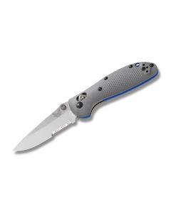 Benchmade Knives 556S-1 Mini Griptilian with Gray G-10 Handles and Satin Coated CPM-20CV Stainless Steel 2.938" Drop Point Partly Serrated Edge Blade Model 556S-1