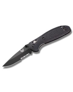 Benchmade Knives 556SBK Griptilian with Black Noryl GTX Handles and Black Coated 154CM Stainless Steel 2.938" Drop Point Partly Serrated Edge Blade Model 556SBK