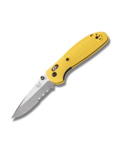 Benchmade Knives 556SYEL Griptilian with Yellow Noryl GTX Handles and Satin Coated 154CM Stainless Steel 2.938" Drop Point Partly Serrated Edge Blade Model 556SYEL