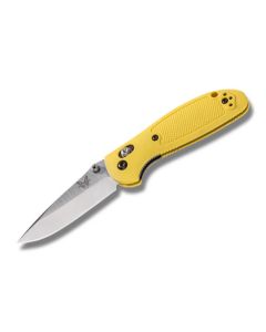 Benchmade Knives 556YEL Griptilian with Yellow Noryl GTX Handles and Satin Coated 154CM  Stainless Steel 2.938" Drop Point Plain Edge Blade Model 556YEL